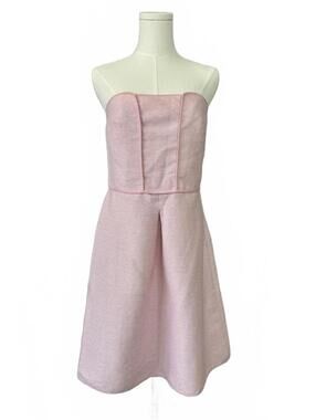 Emporio Armani Strapless Pink Tweed Textured Fit and Flare Dress Size‎ US 10